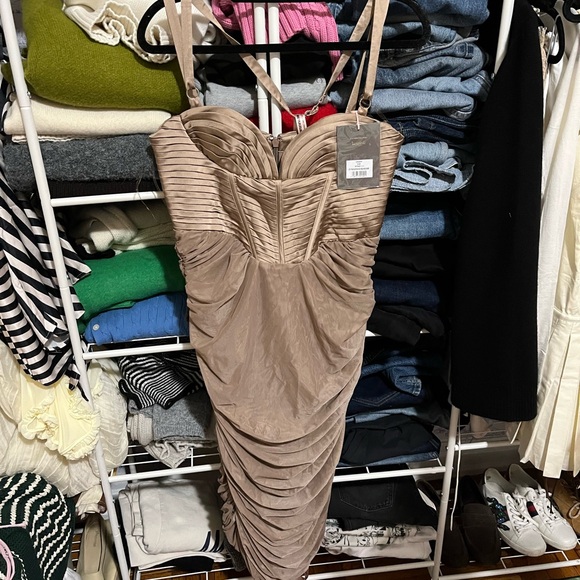 House of CB Strapless Tan Josephine Dress - Picture 5 of 8